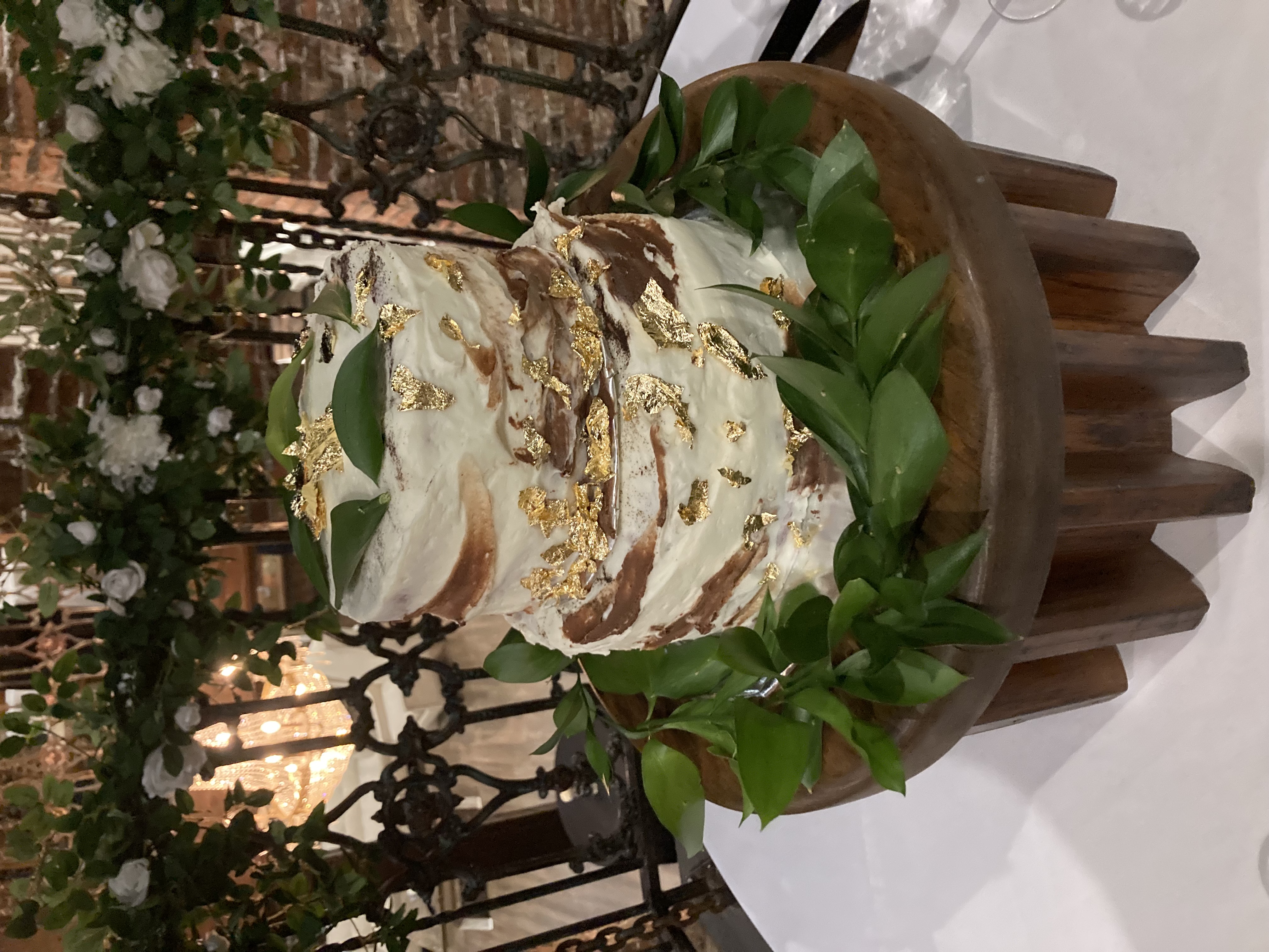 Chocolate swirl two-stack wedding cake