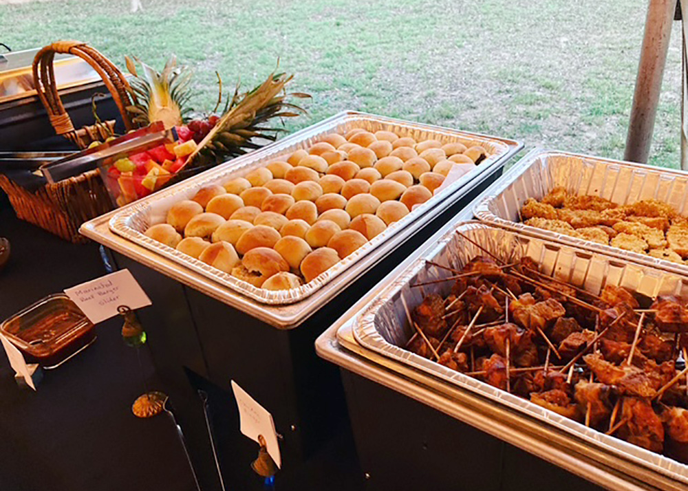 Sliders and BBQ bacon-wrapped chicken picks