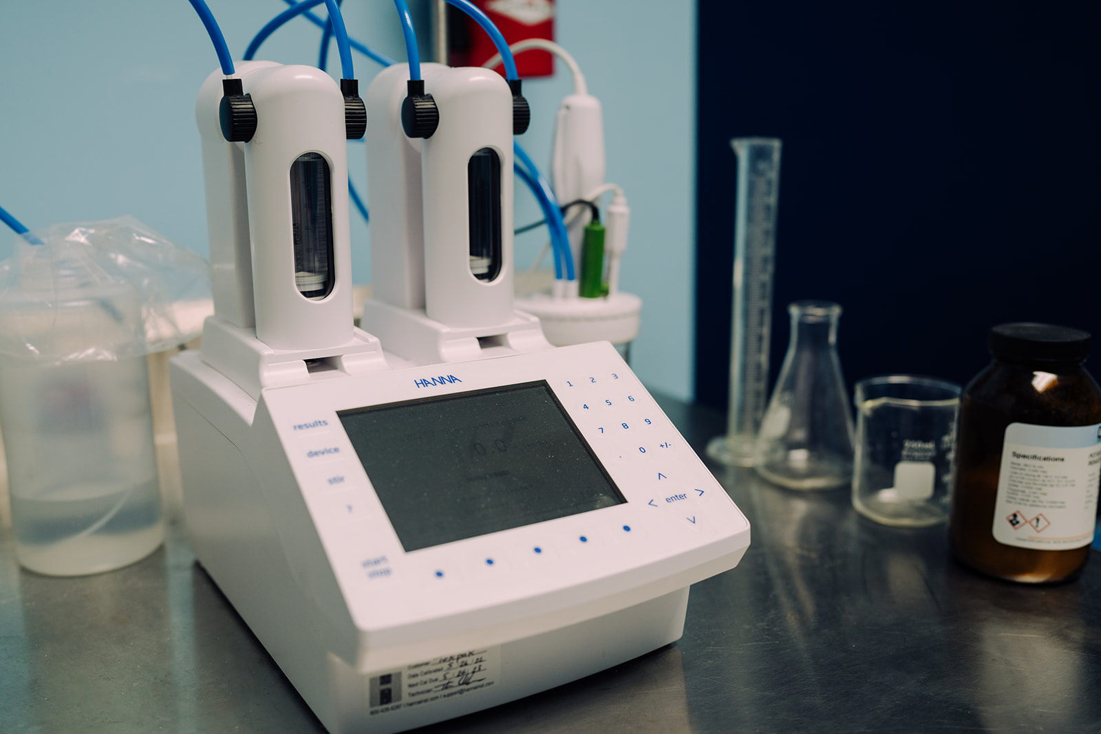 Laboratory analyzer used for custom blending quality control at TEKPAK's Marion, AL facility