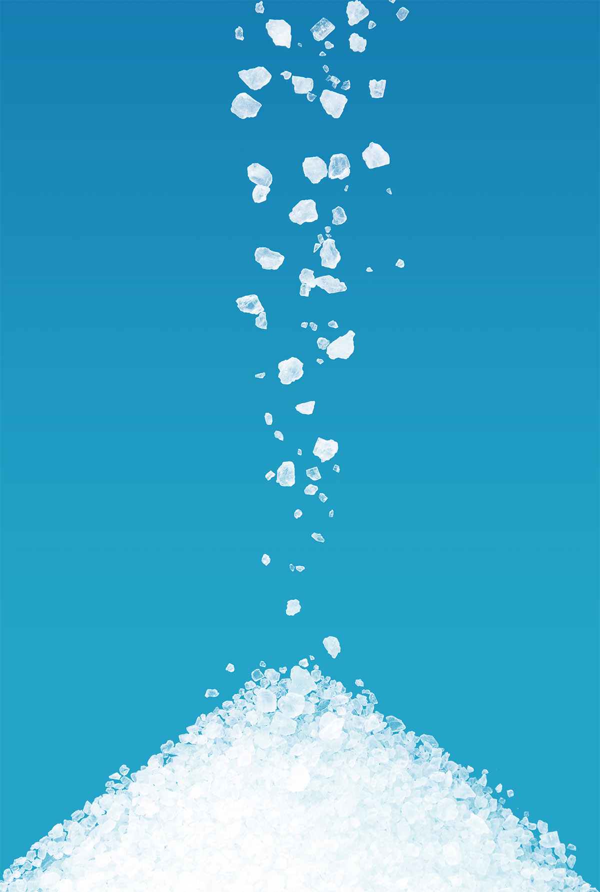 Macro close-up of sea salt crystals showing variation in grain size